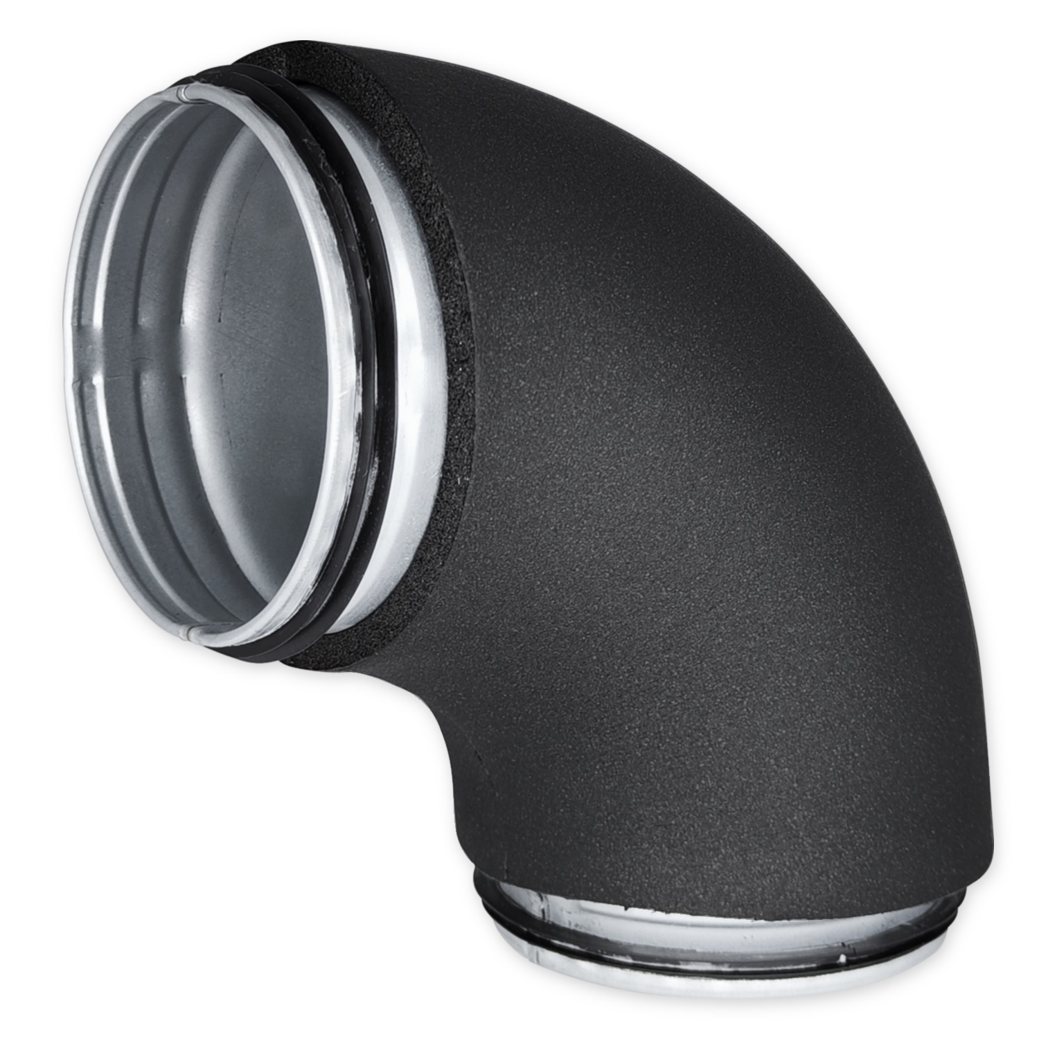 izolowany kolano metalowe, 90°- Ø125mm z uszczelniaczem, formowana, izolacja 9mm